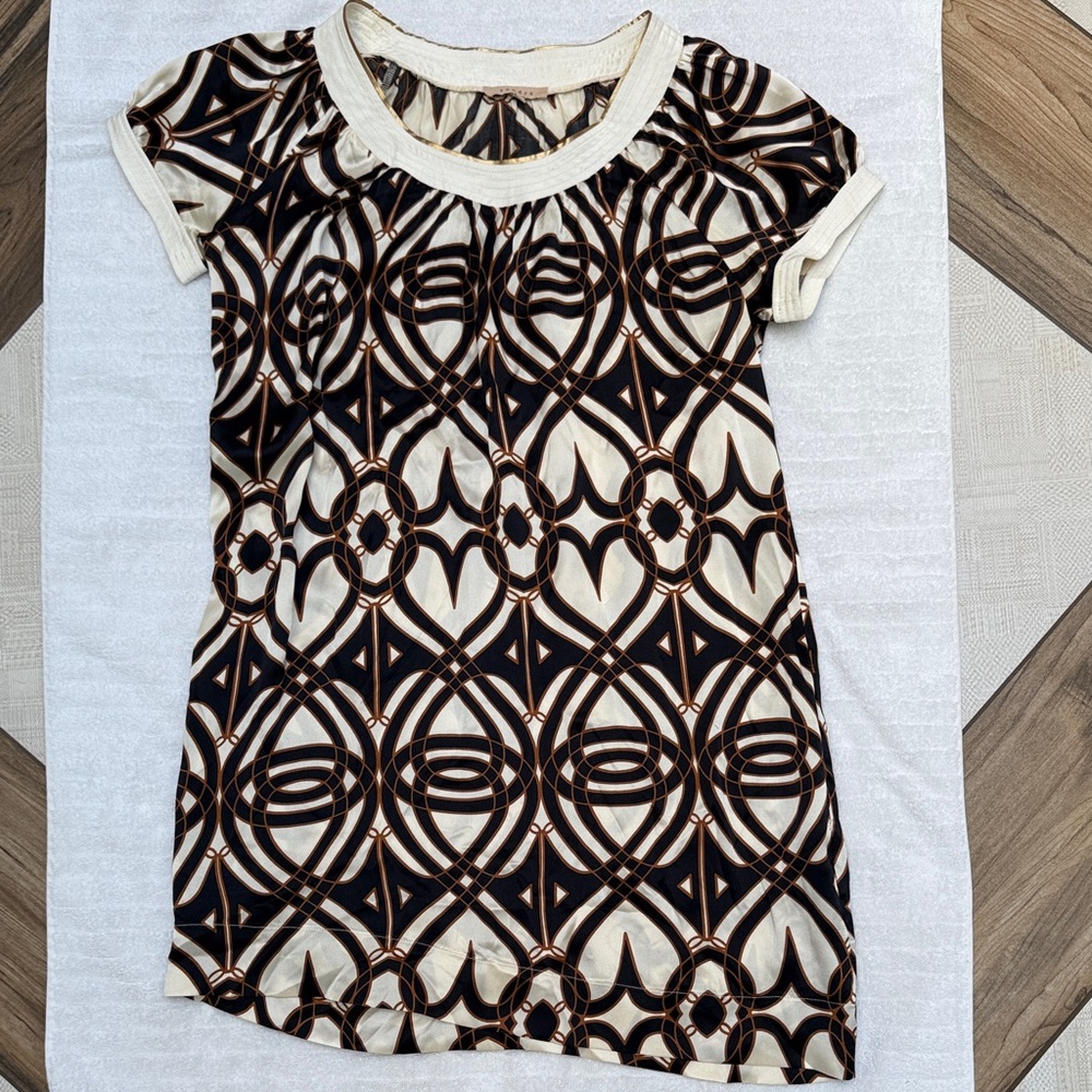 Sandro Black and Cream Geometric Mini Dress